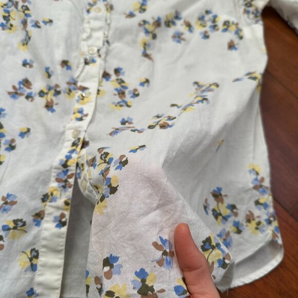 Talbots Womens Pleated Trim Floral Shirt 100% cotton Sz Large - Picture 5 of 7